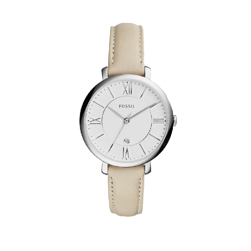 Fossil Ladies Jacqueline Beige Leather Watch ES3793