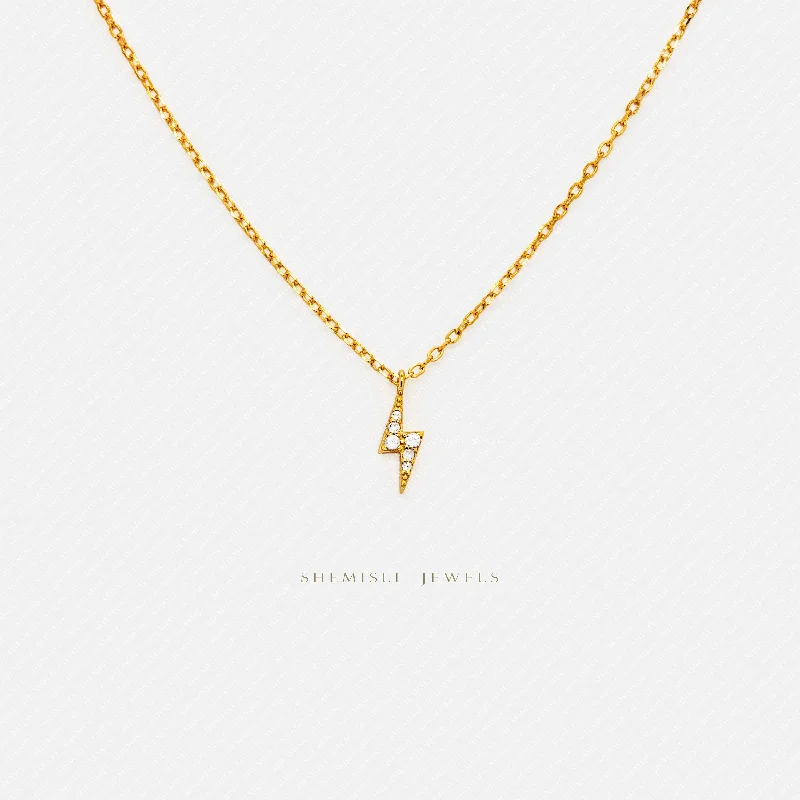 Tiny Lightning Necklace, Silver or Gold Plated  (15.5"+2") SHEMISLI - SN028