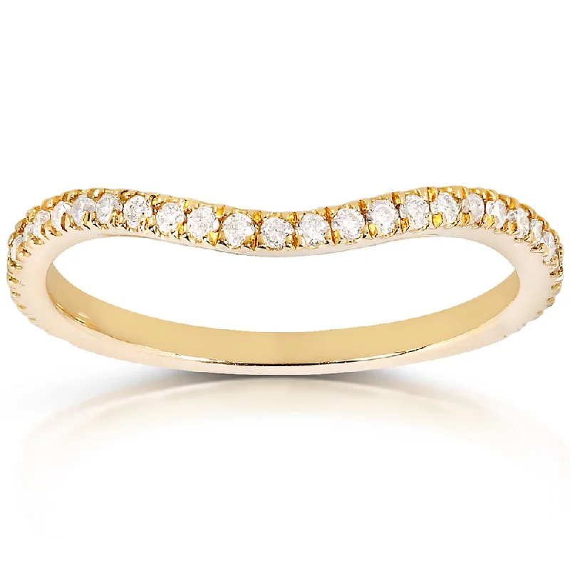 Annello by Kobelli 14k Yellow Gold 1/5ct TDW Curved Diamond Wedding Band Ring