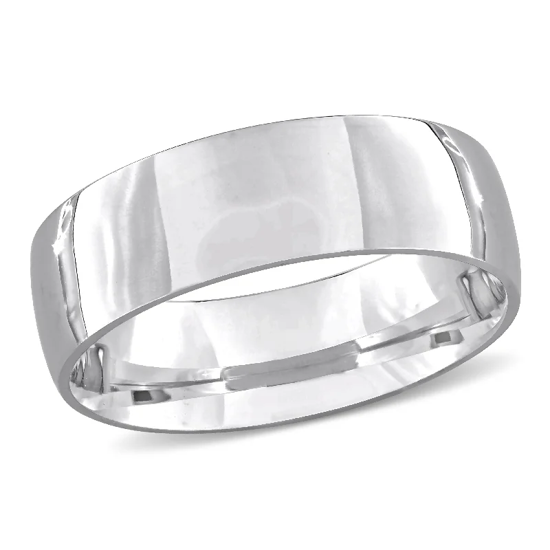 Miadora 6mm Polished Finish Wedding Band in 14k White Gold