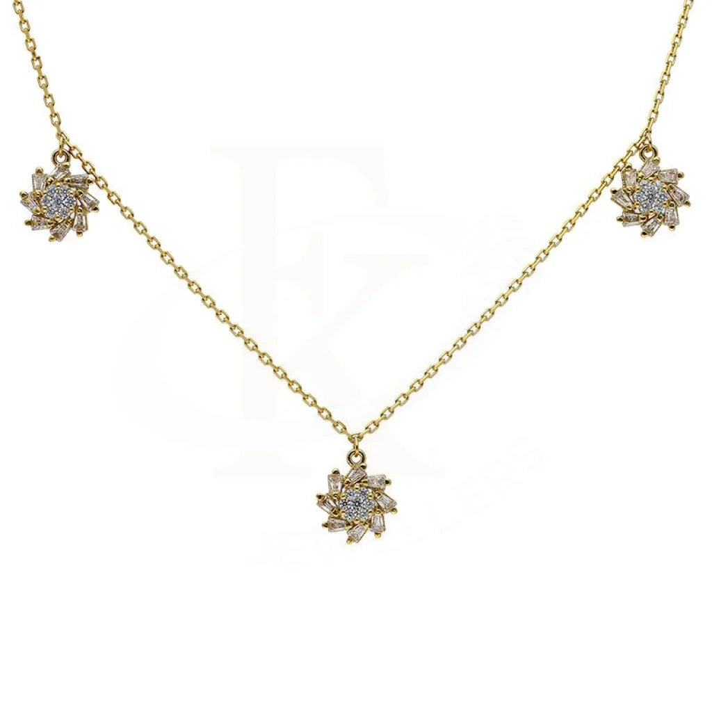 Sterling Silver 925 Gold Plated Flowers Necklace - FKJNKLSL2912