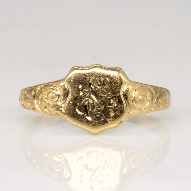 10k Yellow Gold 'S' Signet Ring | SZ 4 |