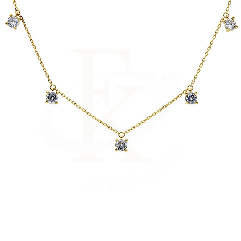 Sterling Silver 925 Gold Plated Solitaires Necklace - FKJNKLSL2911