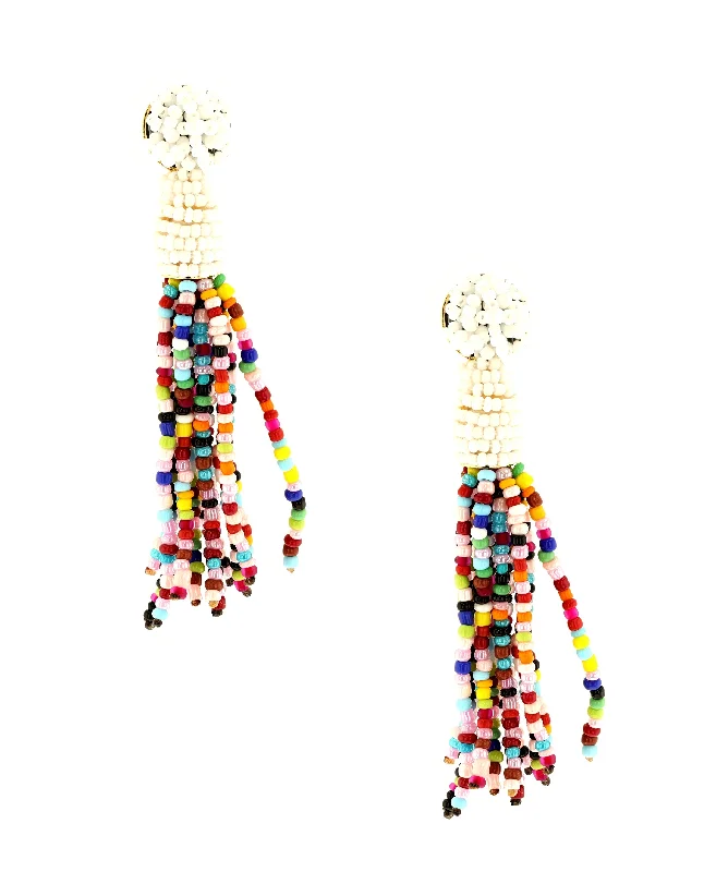 Multicolor Beaded Tassel Earrings