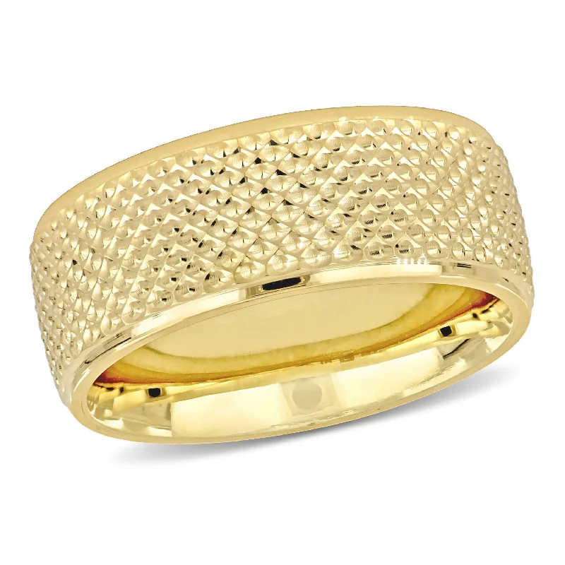 Miadora 8mm Geometric Pattern Wedding Band in 14k Yellow Gold