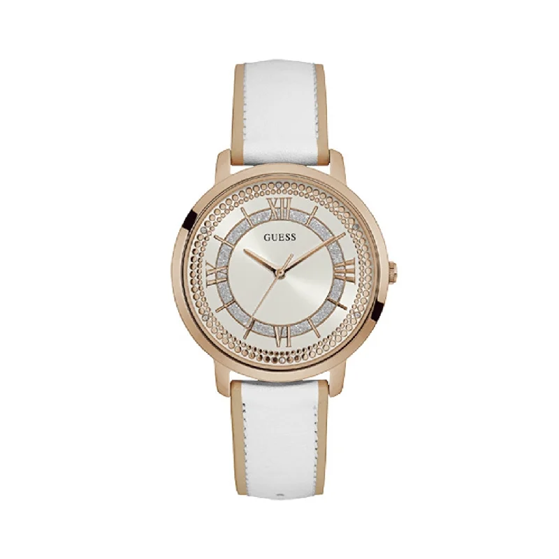 Guess Montauk White Leather Ladies Watch W0934L1