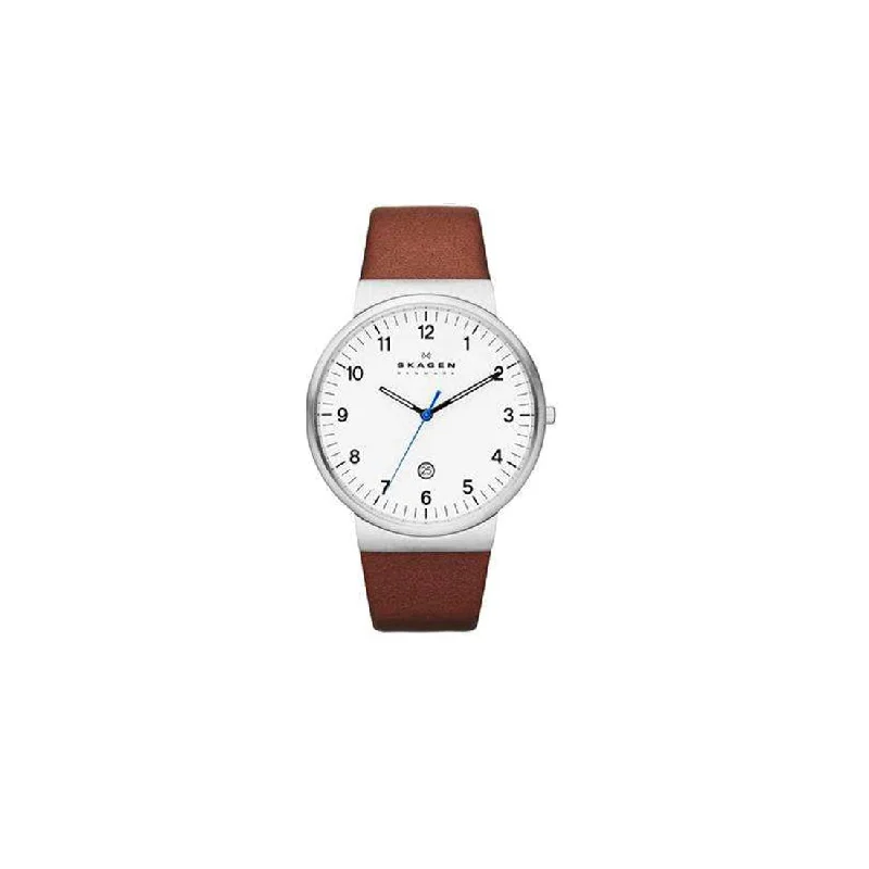 Skagen Men's Brown Leather Watch SKW6082