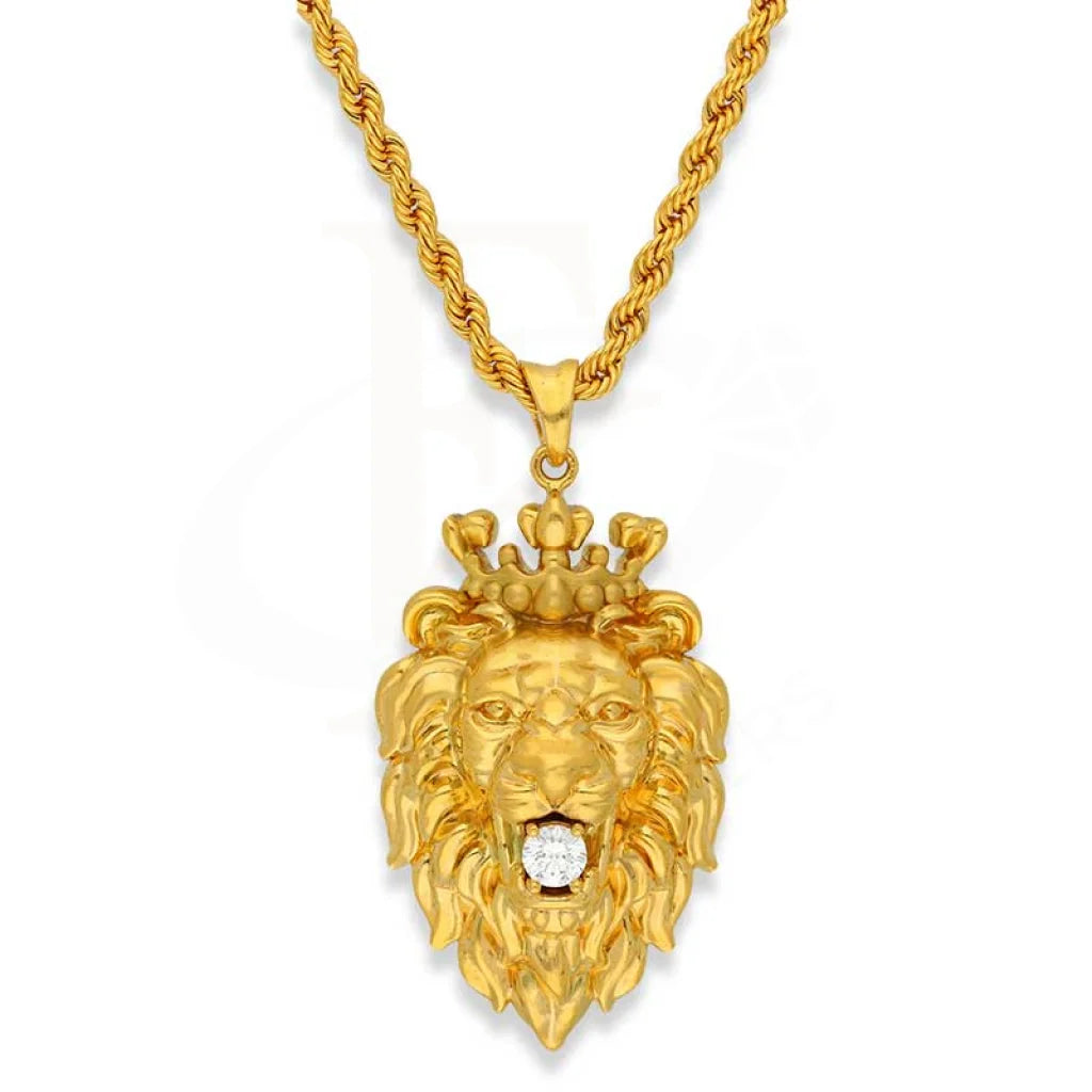 Gold Necklace (Chain with 3D Lion Head Pendant) 22KT - FKJNKL22K3159