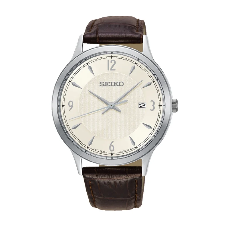 Seiko Mens Brown Leather Watch Model SGEH83P