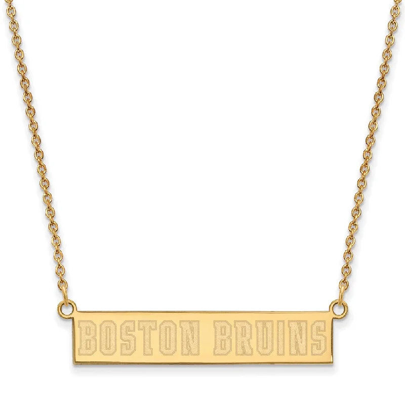 SS 14k Yellow Gold Plated NHL Boston Bruins SM Bar Necklace, 18 Inch