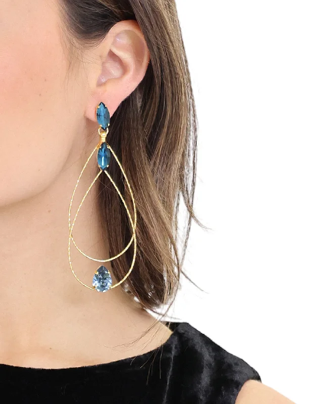 Genuine Crystal Large Teardrop Earrings