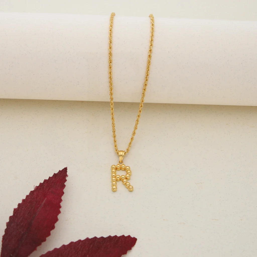 Gold Necklace (Chain with Gold Alphabet Pendant) 21KT - FKJNKL21K7536