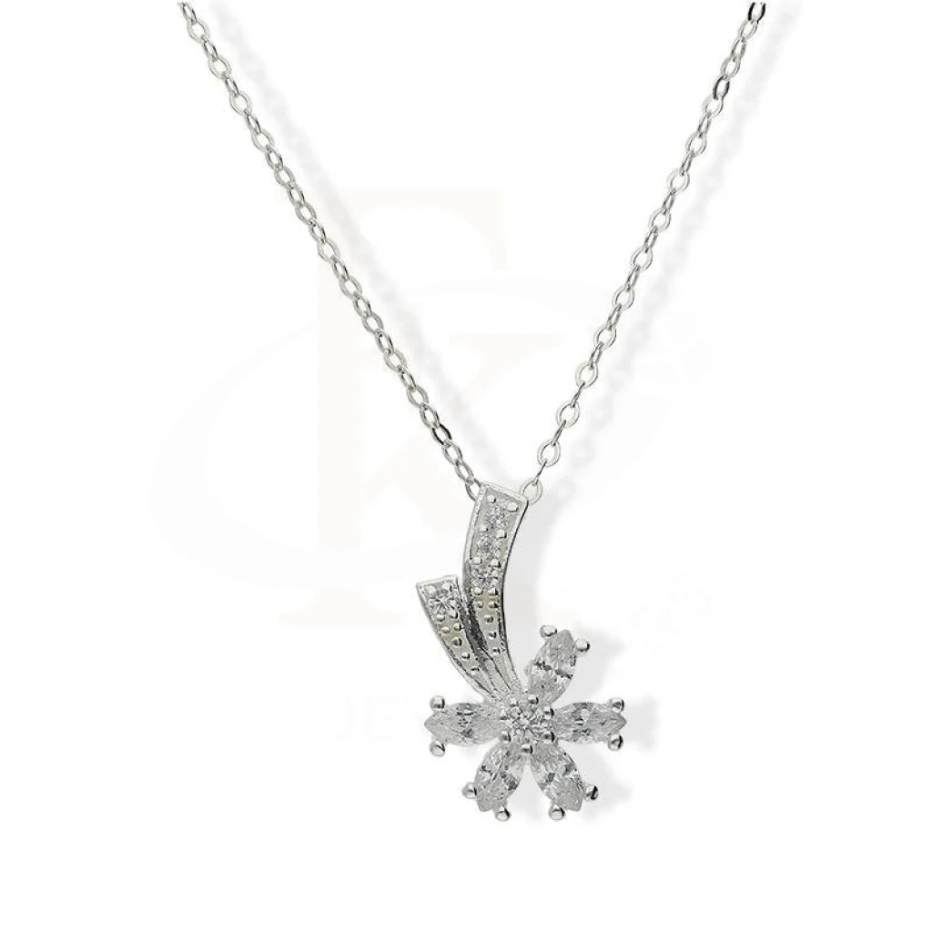 Sterling Silver 925 Necklace (Chain With Flower Shaped Pendant) - FKJNKLSL3062