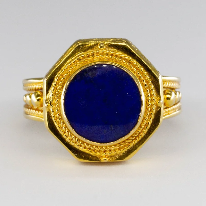 18k Ornate Lapis Lazuli Ring | 2.30ct | SZ 9.75