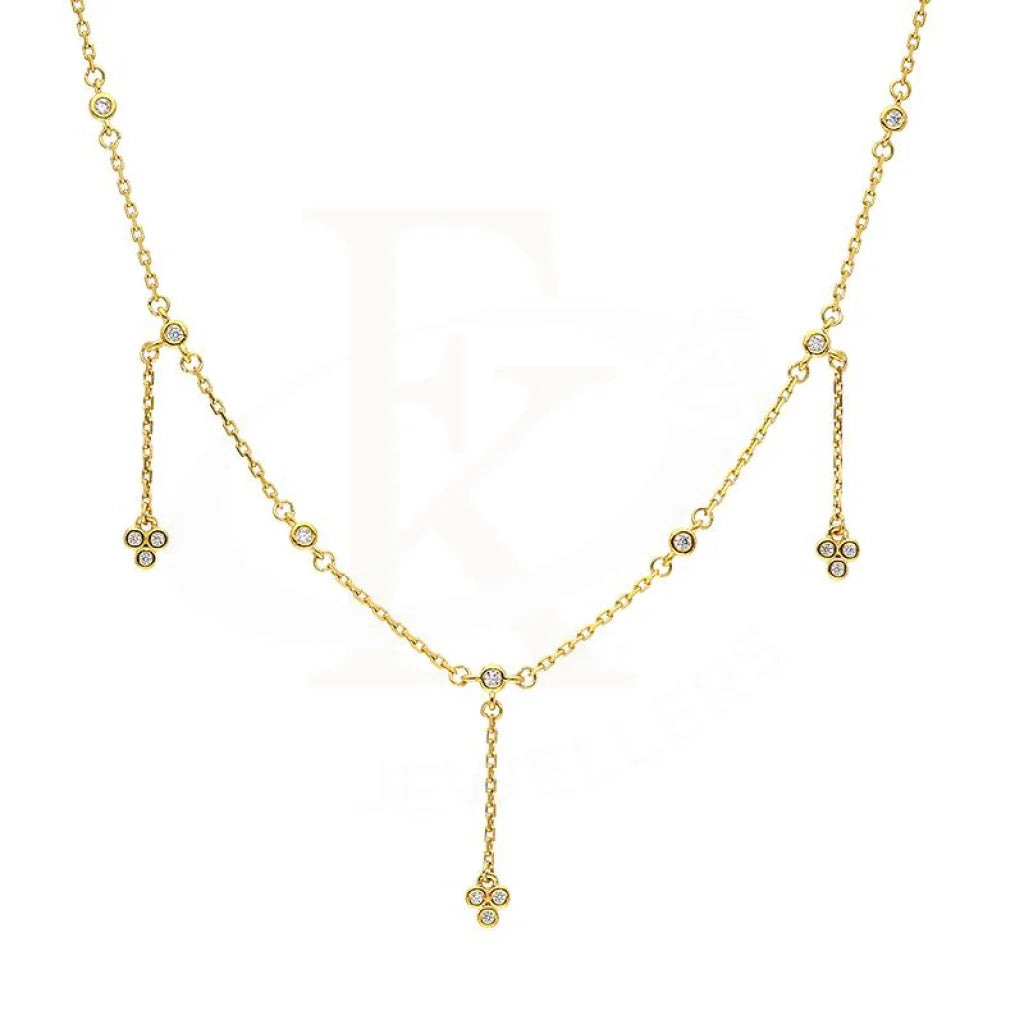 Sterling Silver 925 Gold Plated Flowers Necklace - FKJNKLSL2910