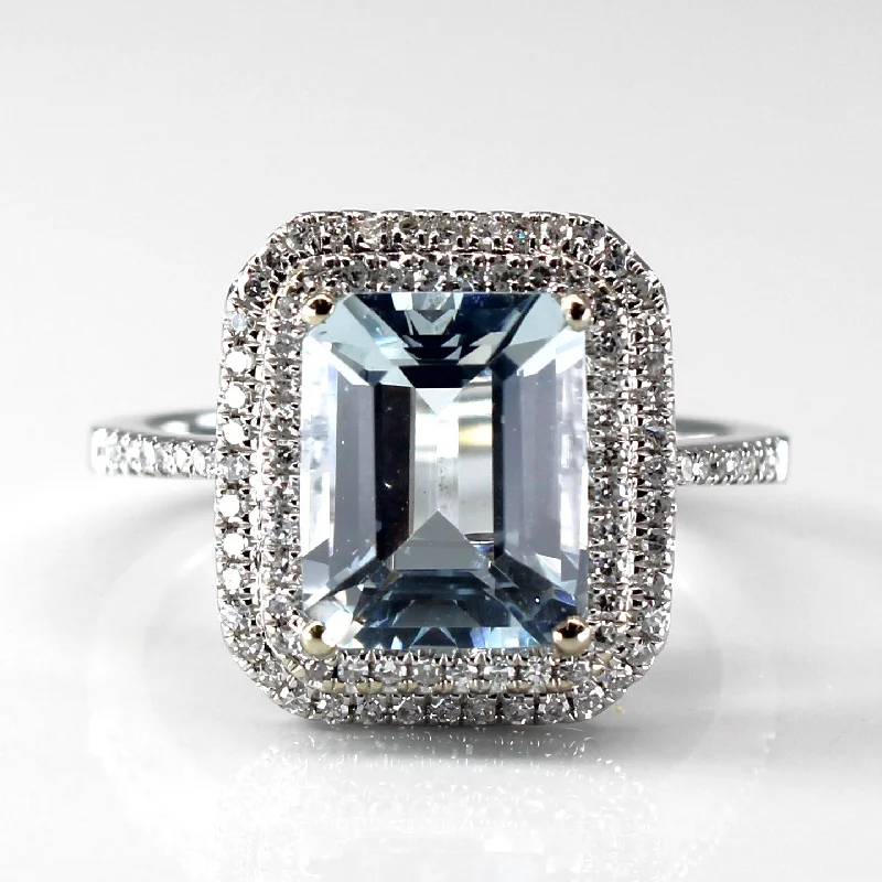 Aquamarine & Diamond Cocktail Ring | 3.00ct | 0.38ctw | SZ 7 |