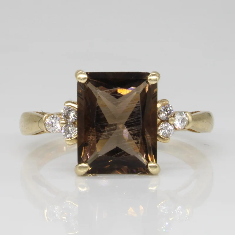 Smoky Quartz & Diamond Cocktail Ring | 3.10ct, 0.15ctw | SZ 6.75 |