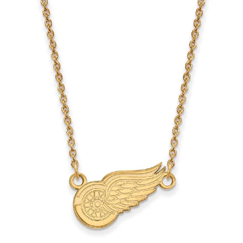 SS 14k Yellow Gold Plated NHL Detroit Red Wings SM Necklace, 18 Inch