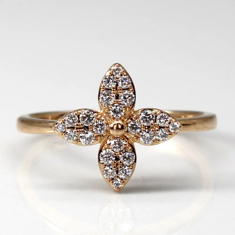 Cluster Diamond Flower Design Ring | 0.22ctw | SZ 7 |