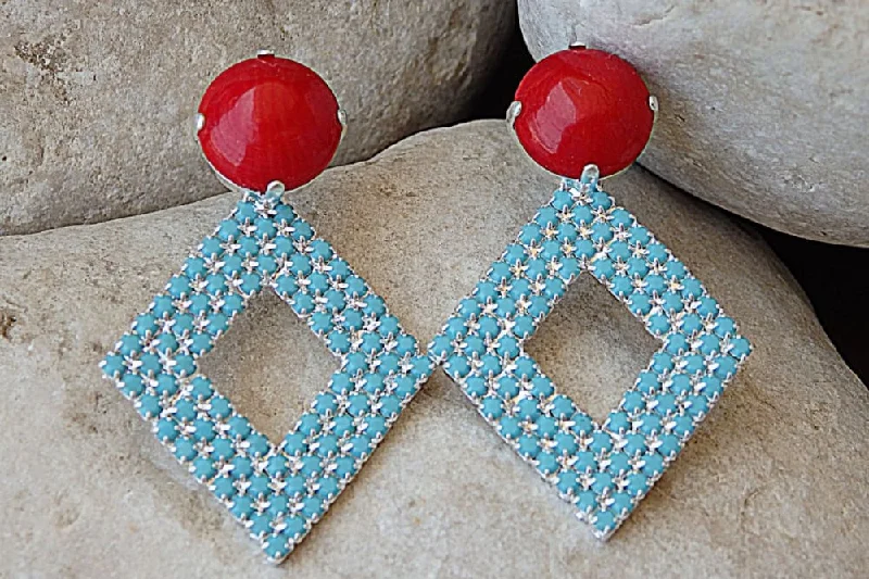 Coral Turquoise Earrings