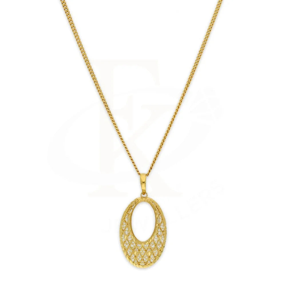 Gold Necklace (Chain With Oval Shaped Pendant) 21KT - FKJNKL21K3148