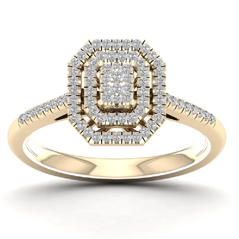 De Couer 1/4ct TDW Diamond Cluster Ring - Yellow