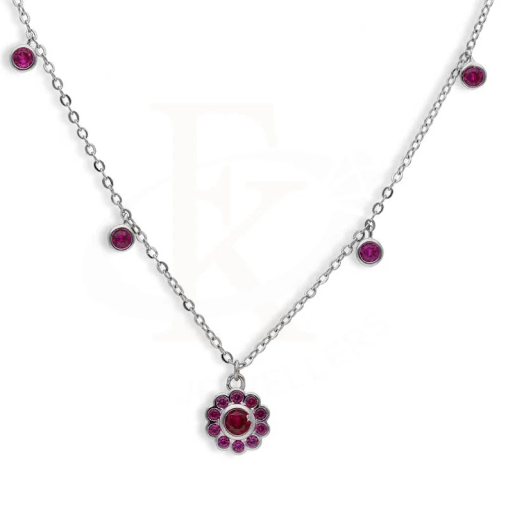 Sterling Silver 925 Flower Shaped Necklace - FKJNKLSL2966