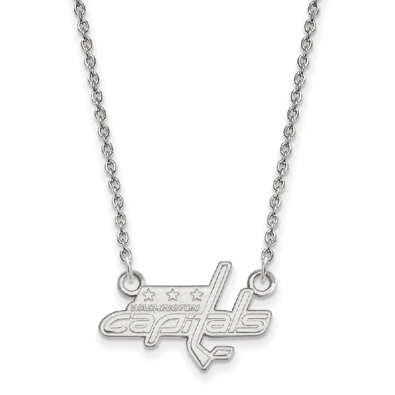 14k White Gold NHL Washington Capitals Small Necklace, 18 Inch