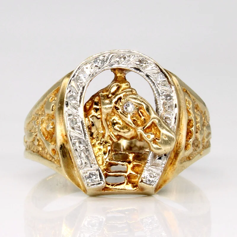 Diamond Horse Portrait Ring | 0.05ctw | SZ 8.5 |