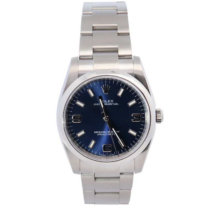 Rolex Oyster Perpetual 34mm Blue Dial Watch Ref# 114200