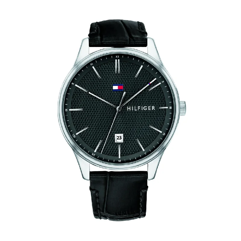 Tommy Hilfiger Men's Black Leather Watch Model 1791493