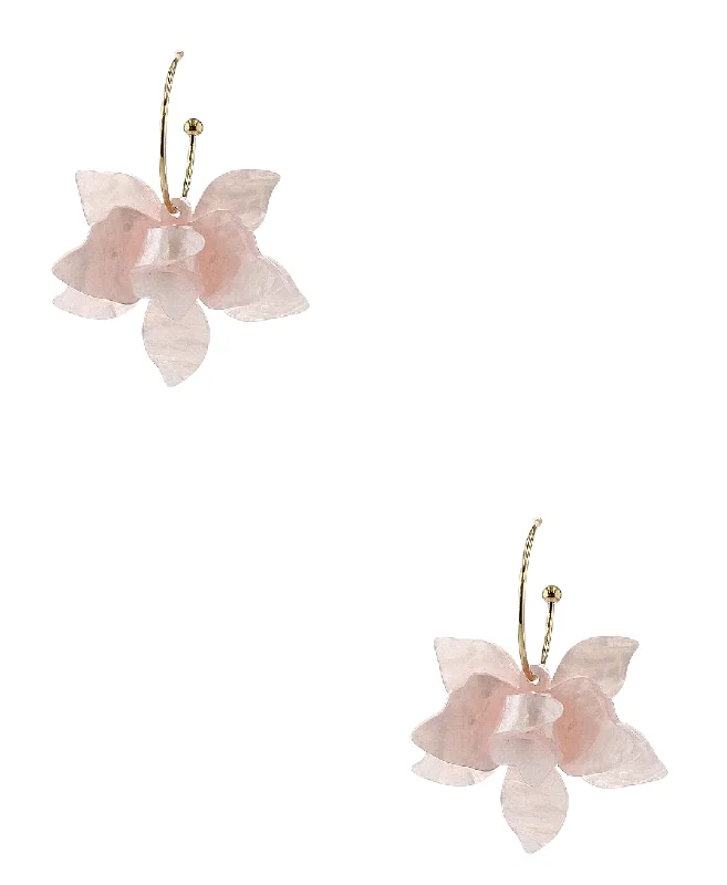 Hoop Resin Flower Earrings