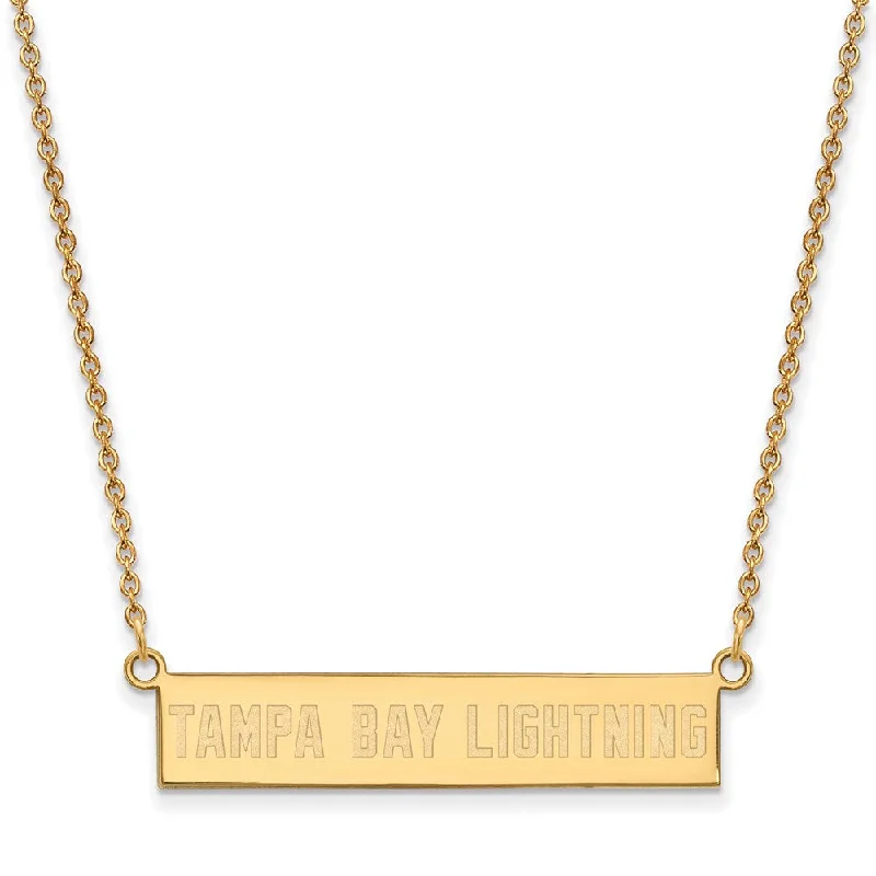 SS 14k Yellow Gold Plated NHL Tampa Lightning SM Bar Necklace, 18 Inch