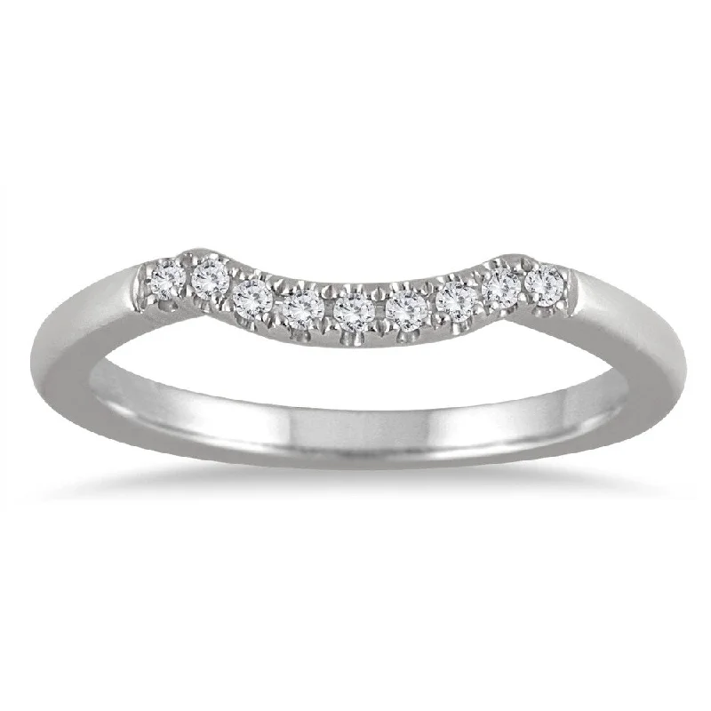 1/10 Carat TW Curved Diamond Wedding Band in 14K White Gold