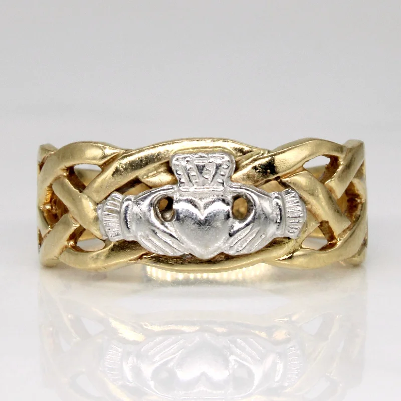 14k Yellow Gold Hallmarked Claddagh Knot Ring | SZ 9