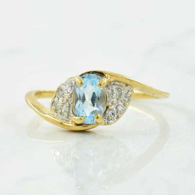 Blue Topaz & Diamond Bypass Ring | 0.50ct, 0.04ctw | SZ 4.75 |