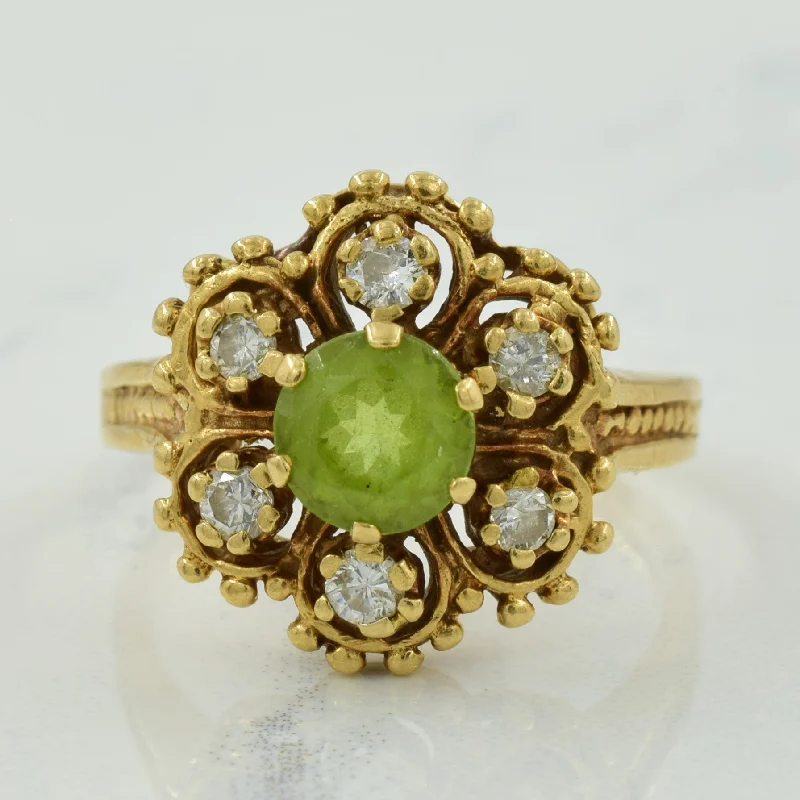 Peridot & Diamond Cocktail Ring | 0.80ct, 0.24ctw | SZ 7 |