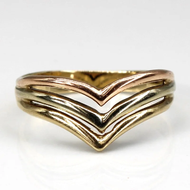 Tri Tone Gold Chevron Ring | SZ 7 |