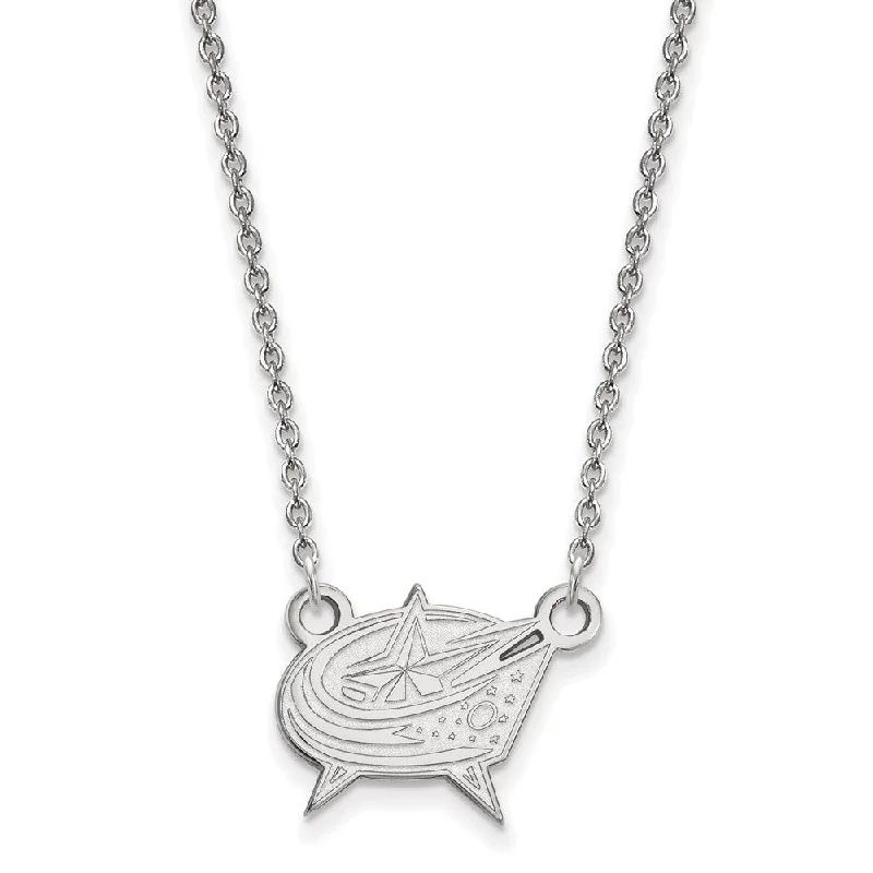 Sterling Silver NHL Blue Jackets Small Necklace, 18 Inch