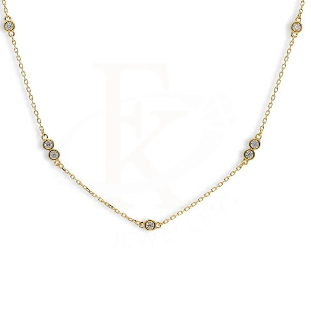 Sterling Silver 925 Gold Plated Solitaires Necklace - FKJNKLSL2934