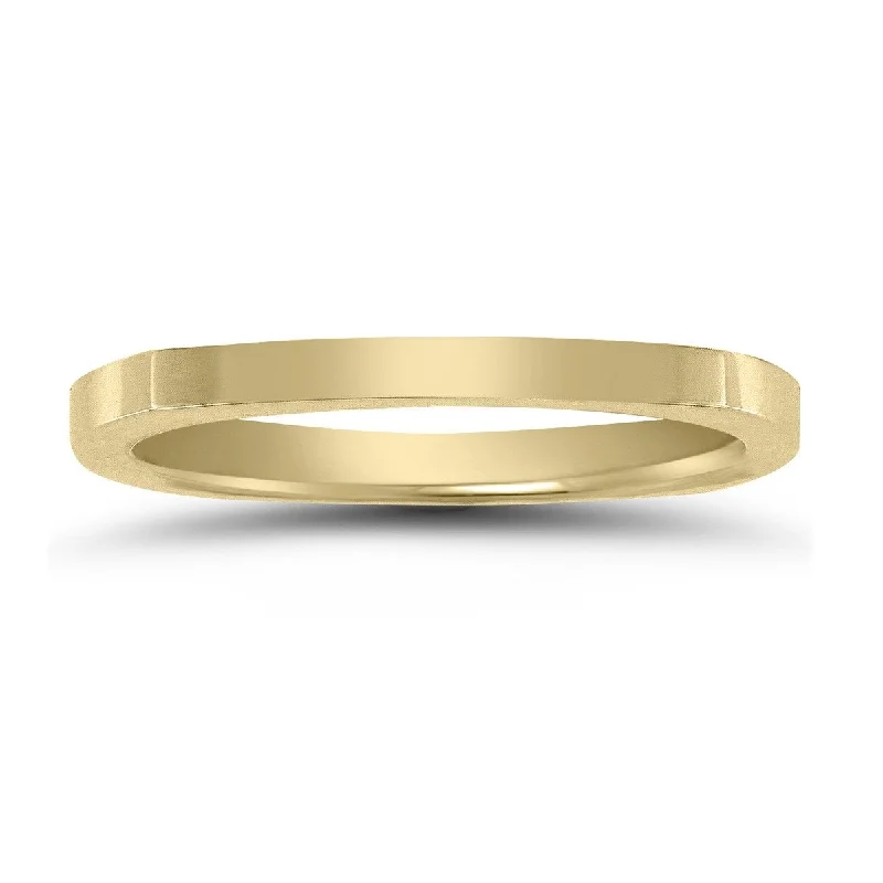 4 Sided Thin 1.5MM Wedding Band in 14K Yellow Gold