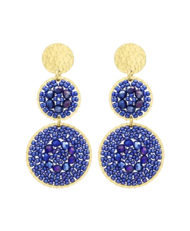 Color Beads & Crystal Double Circle Earrings