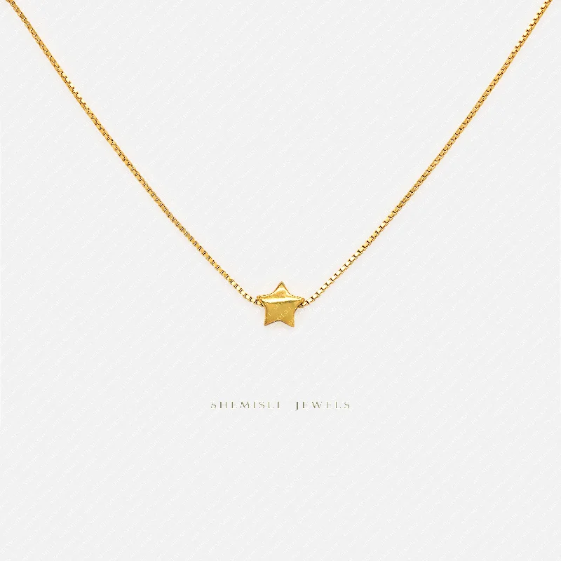 Tiny Star Necklace, Unisex, Gold, Silver  (15.5"+2") SHEMISLI - SN021