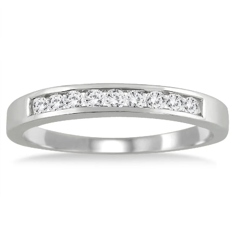 Marquees Jewels 10K White Gold 1/4ct TDW Channel-set Diamond Band