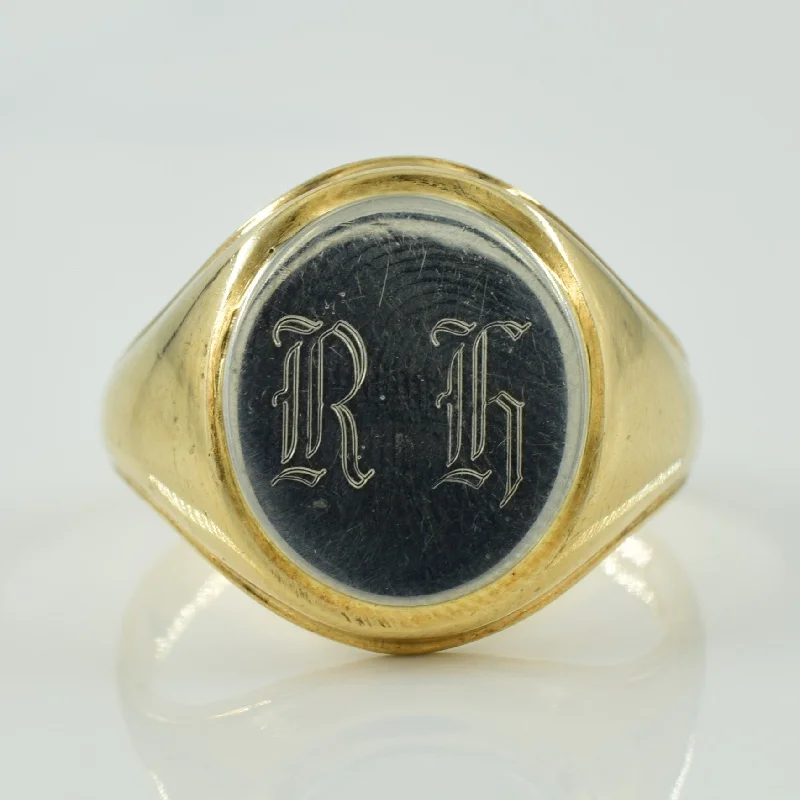 10k Two Tone Gold 'RG' Initialed Signet Ring | SZ 10.25 |