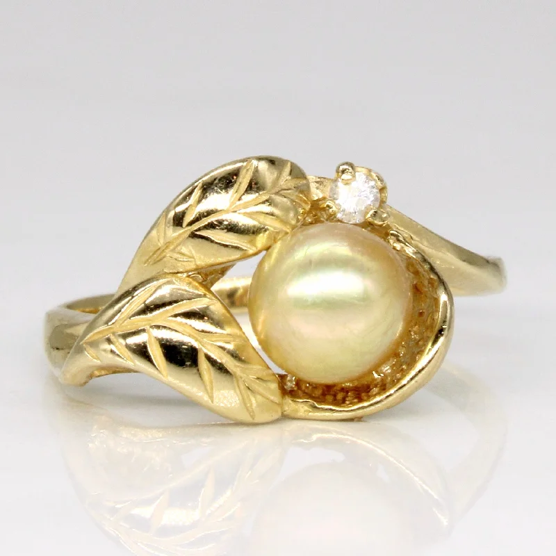 Pearl & Diamond Cocktail Ring | 0.015ct | SZ 6.25 |