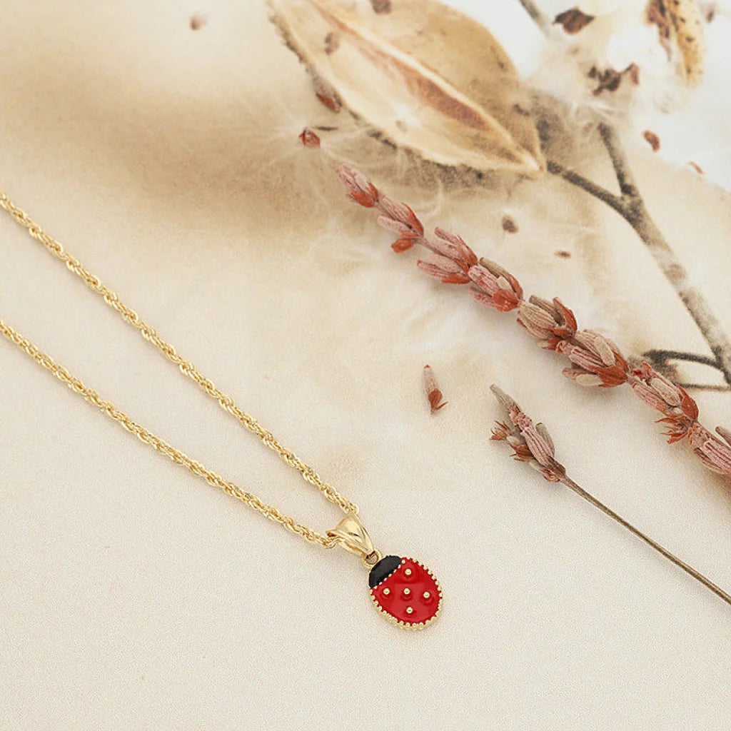 Gold Necklace (Chain With Ladybug Shaped Pendant) 18KT - FKJNKL18K5109