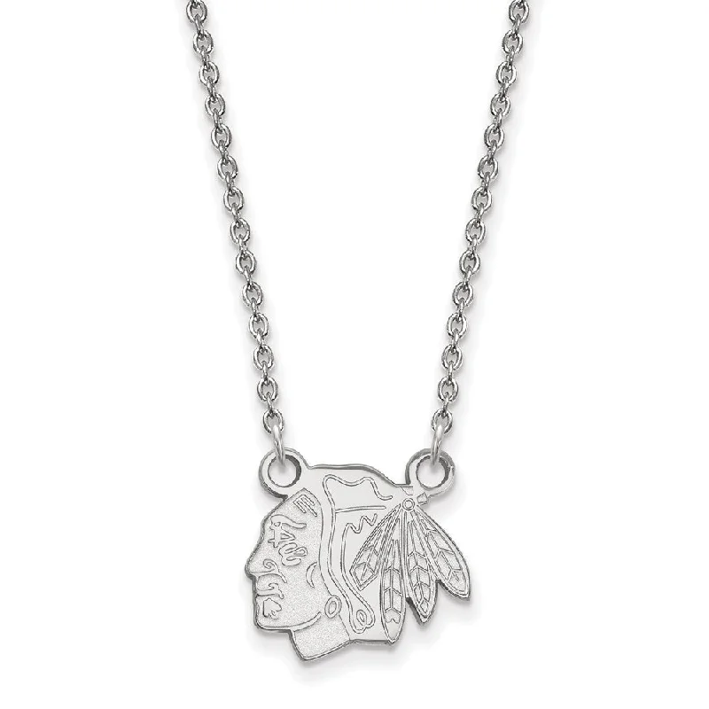 Sterling Silver NHL Chicago Blackhawks Small Necklace, 18 In