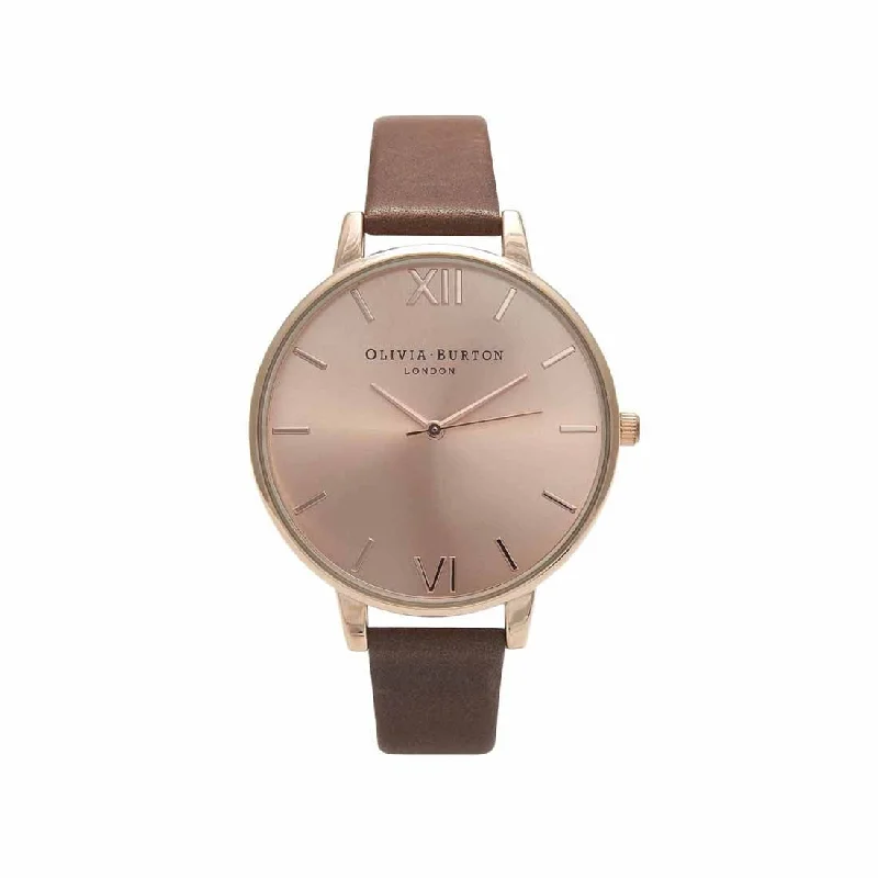 Olivia Burton Big Dial Brown Leather Watch OB13BD10