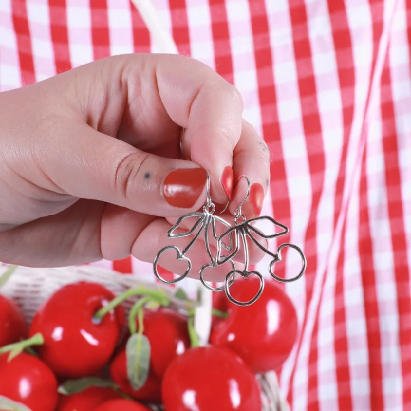 Silver Cherry Earrings Small